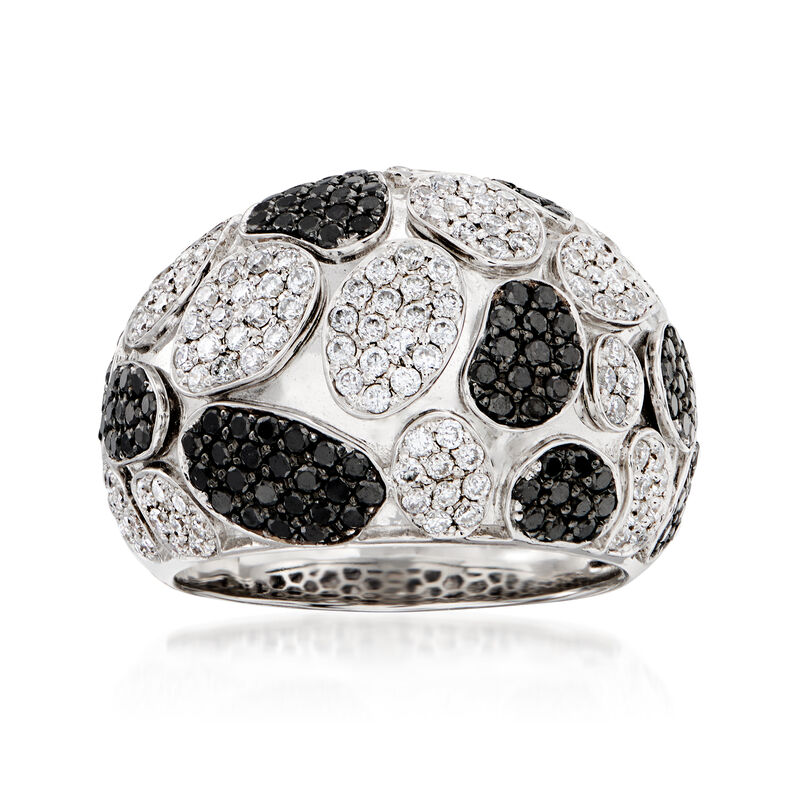 C. 1990 Vintage Bucherer 1.54 ct. t.w. Black and White Diamond Ring in 18kt White Gold. Size 6.25 image number 0