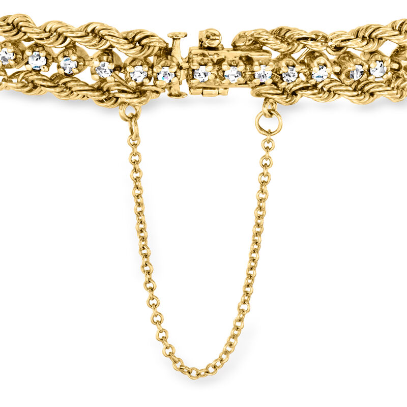 C. 1980 Vintage 2.35 ct. t.w. Diamond Rope-Chain Bracelet in 14kt Yellow Gold. 7&quot; image number 2