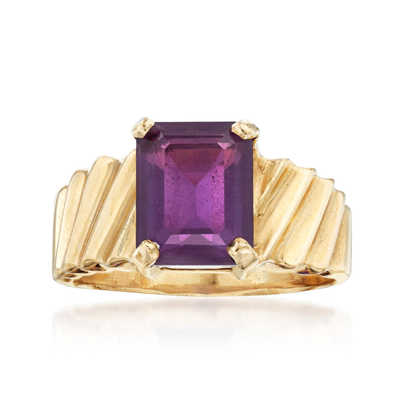 C. 1980 Vintage 3.00 Carat Amethyst Ring in 14kt Yellow Gold image number 0