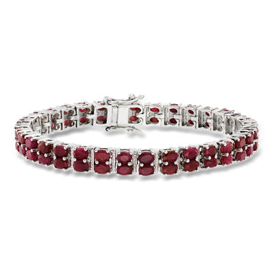 17.00 ct. t.w. Ruby Two-Row Bracelet in Sterling Silver
