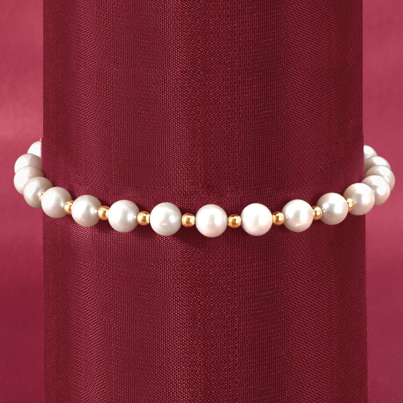 6-7mm Cultured Pearl Bracelet with 14kt Yellow Gold image number 3