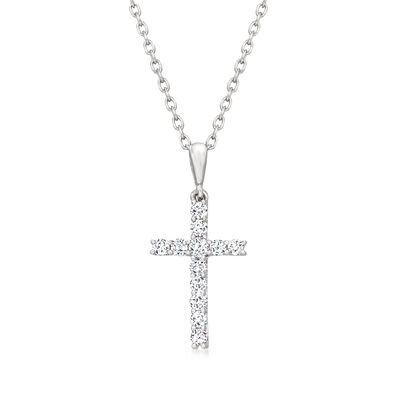 .25 ct. t.w. Diamond Cross Pendant Necklace in Sterling Silver