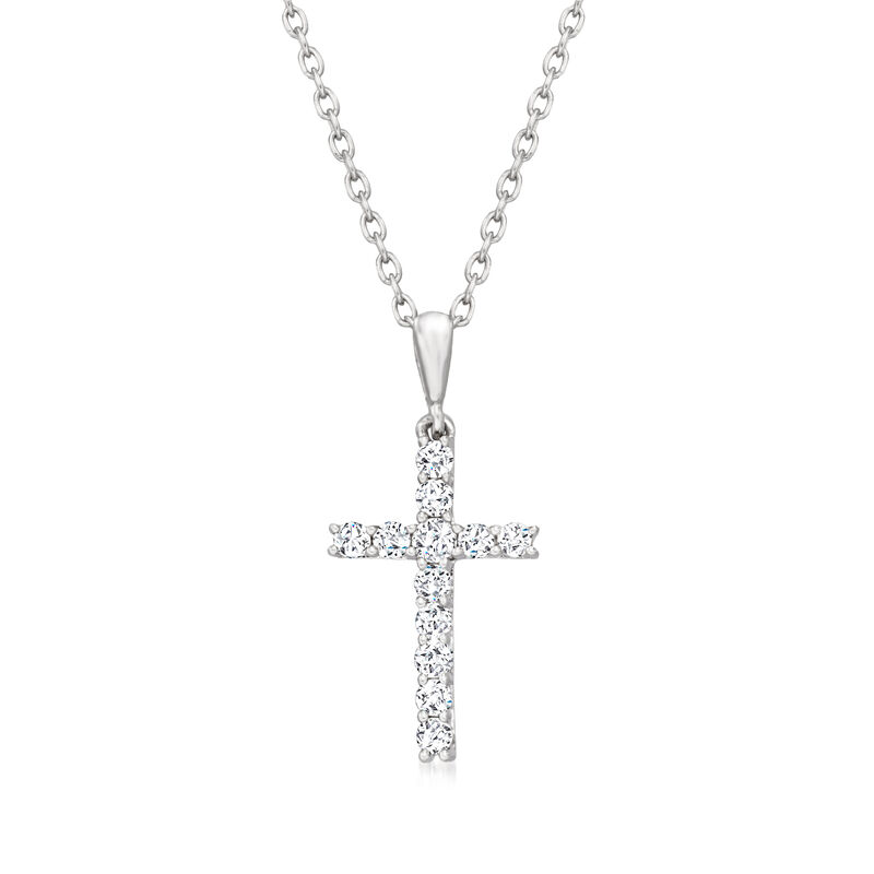 .25 ct. t.w. Diamond Cross Pendant Necklace in Sterling Silver. 18"