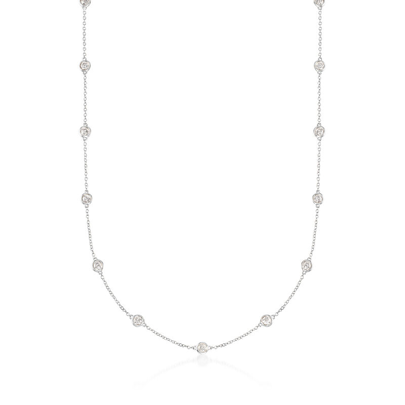 2.00 ct. t.w. Bezel-Set Diamond Station Necklace in 14kt White Gold image number 0