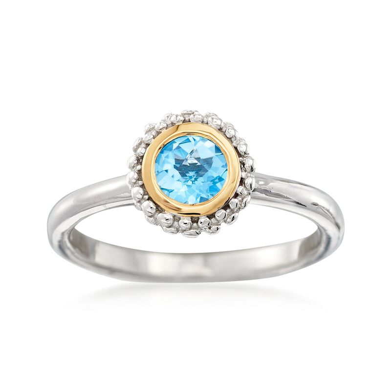 Phillip Gavriel &quot;Popcorn&quot; .49 Carat Blue Topaz Ring in Sterling Silver with 18kt Yellow Gold image number 0