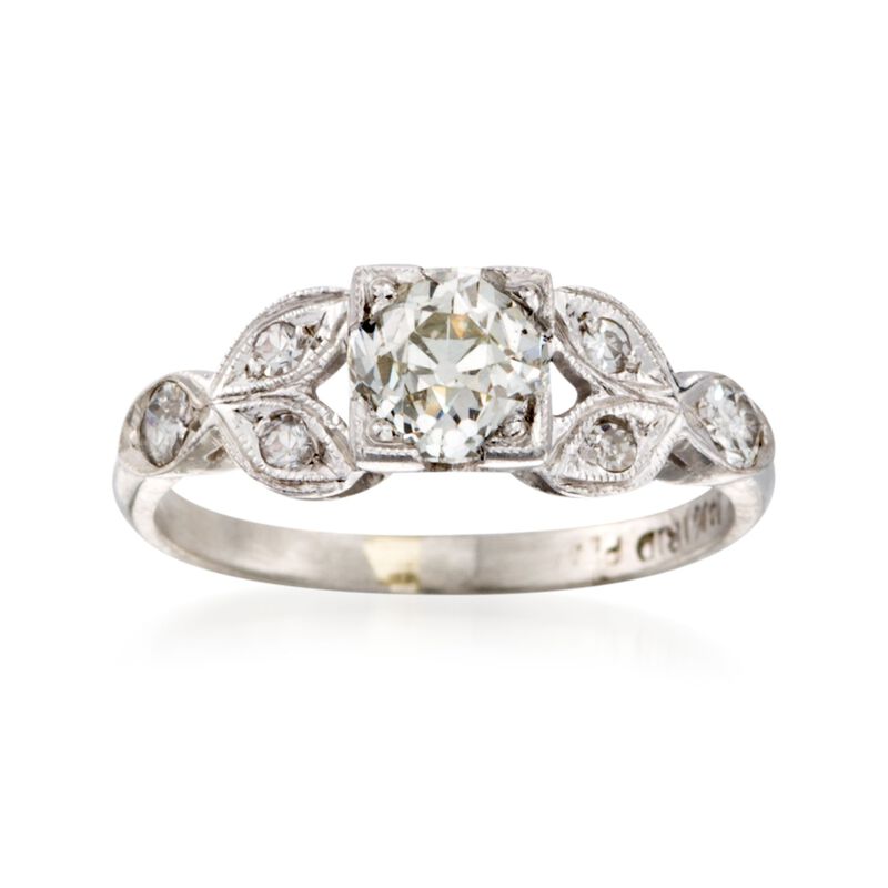 C. 1970 Vintage 1.10 ct. W. Diamond Floral Ring in Platinum image number 0