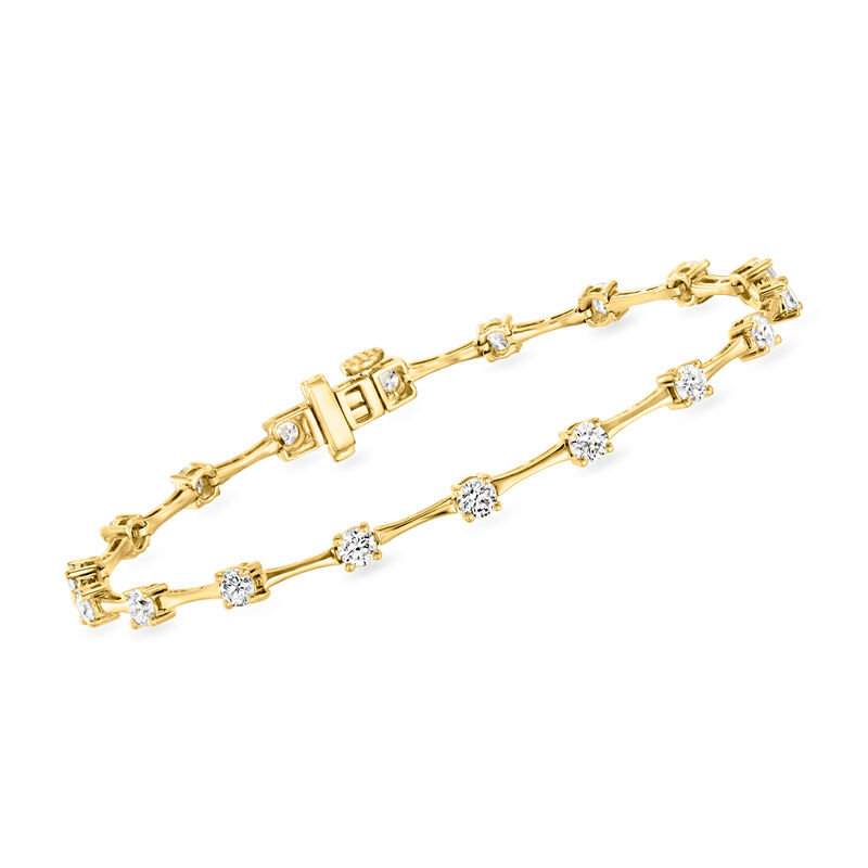 2.00 ct. t.w. Lab-Grown Diamond Station Bracelet in 18kt Gold Over Sterling. 7&quot; image number 0