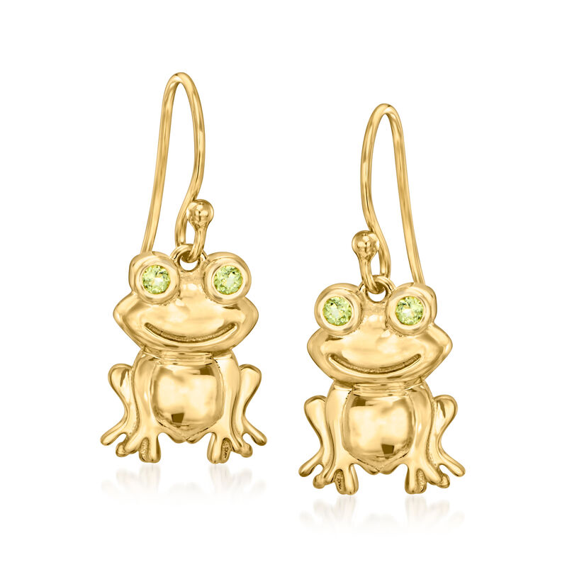 .20 ct. t.w. Peridot Frog Drop Earrings in 18kt Gold Over Sterling  image number 0