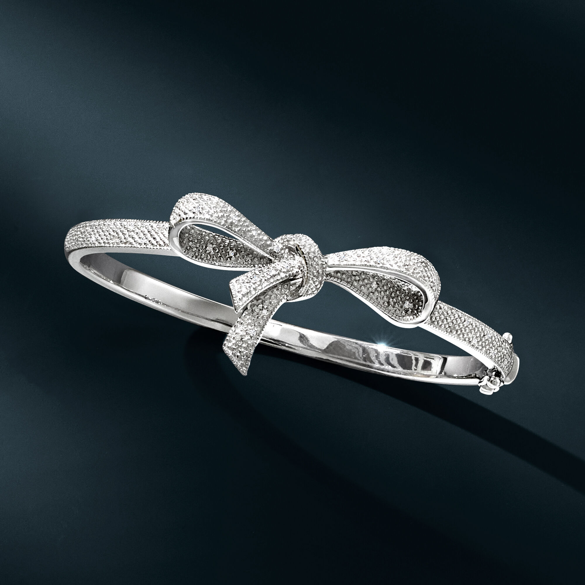 15 ct. t.w. Diamond Bow Bangle Bracelet in Sterling Silver | Ross