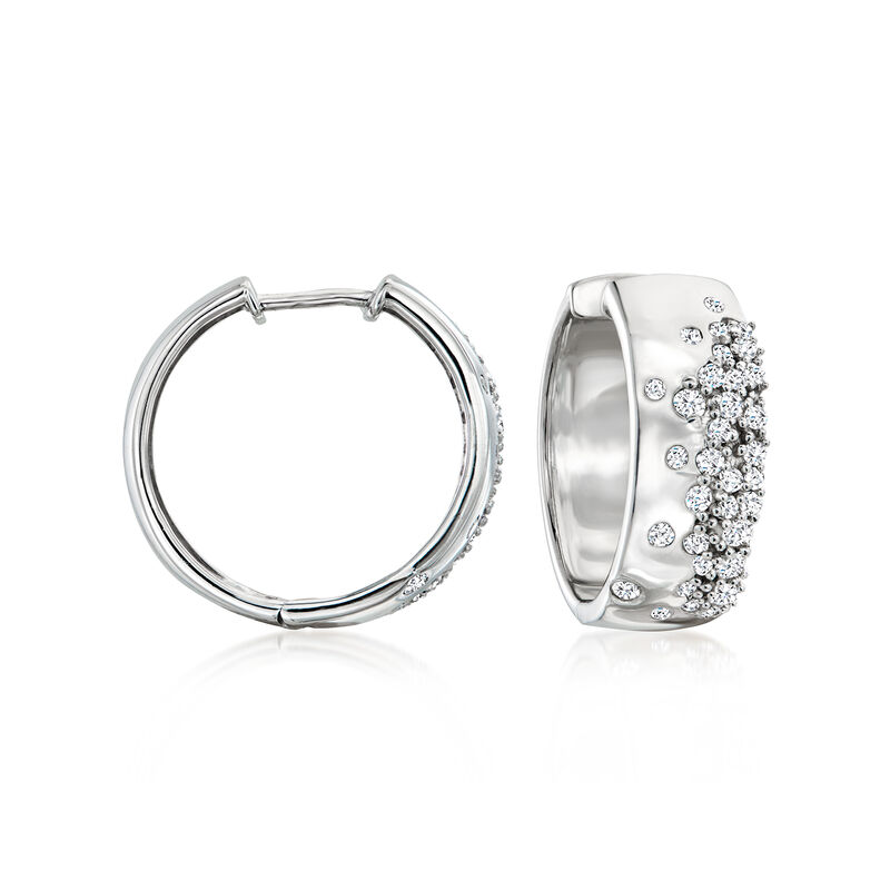 .50 ct. t.w. Scattered-Diamond Hoop Earrings in Sterling Silver. 5/8" image number 0