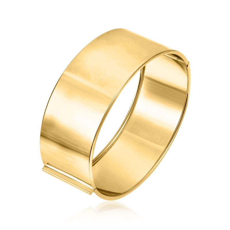 Italian 14kt Yellow Gold Wide Oval Bangle Bracelet. 7" image number 1