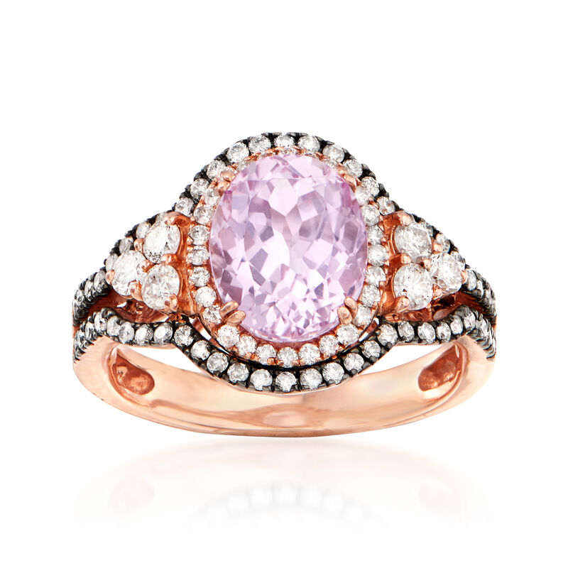3.60 Carat Kunzite and .85 ct. t.w. Diamond Ring in 14kt Rose Gold image number 0