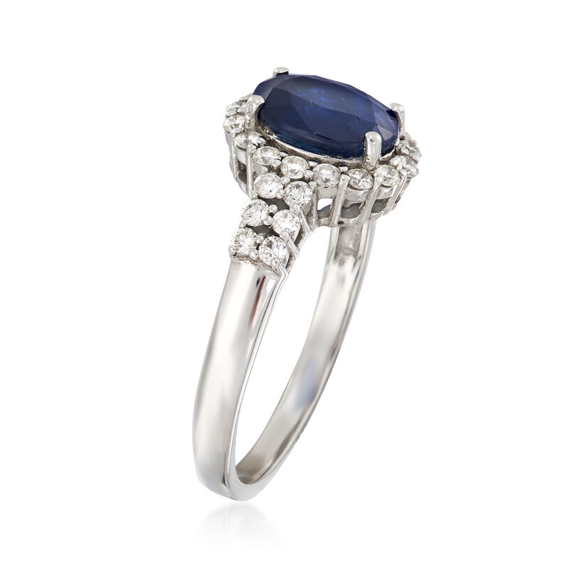 1.30 Carat Sapphire and .33 ct. t.w. Diamond Ring in 14kt White Gold image number 2