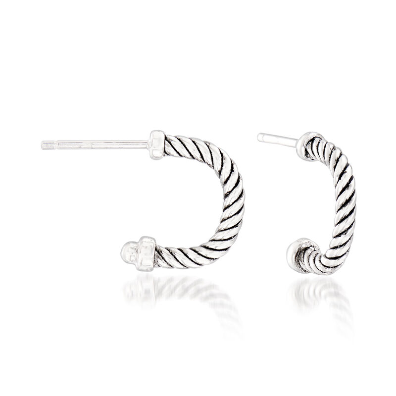 10mm Cultured Pearl J-Hoop Drop Earrings in Sterling Silver and 18kt Yellow Gold image number 3