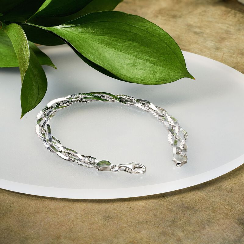 Italian Sterling Silver Braided Bracelet image number 3