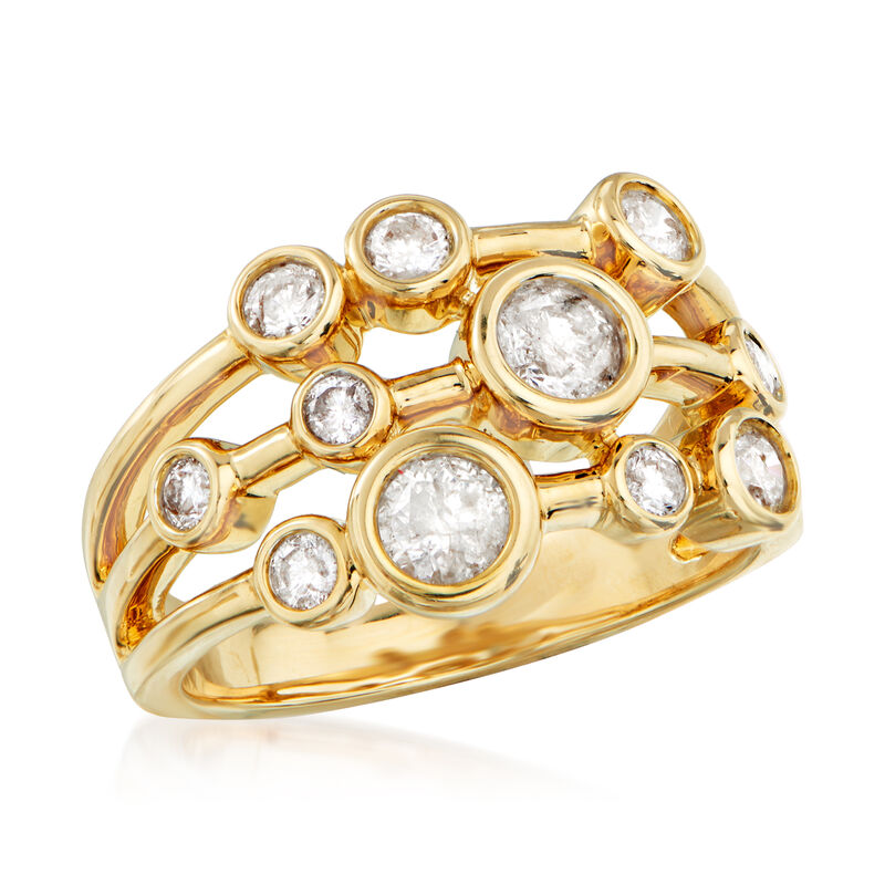 1.00 ct. t.w. Bezel-Set Diamond Multi-Row Ring in 14kt Yellow Gold image number 3