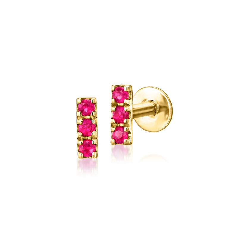 Ruby Bar Flat-Back Stud Earrings in 14kt Yellow Gold image number 1
