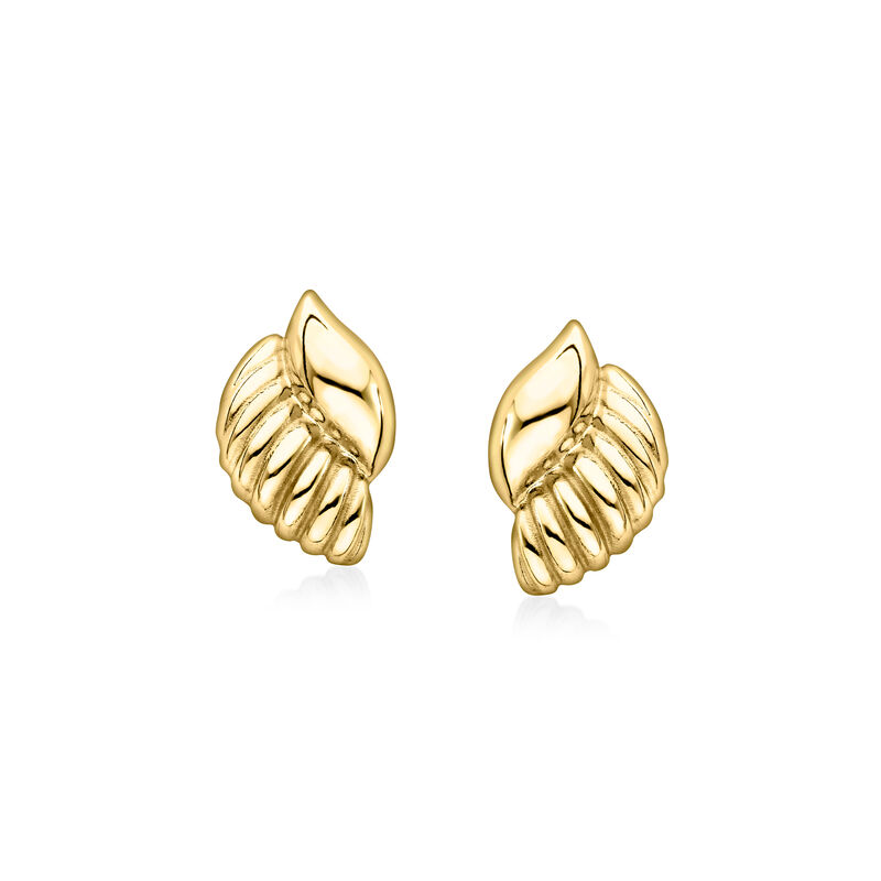 Italian 18kt Gold Over Sterling Ribbed Seashell Earrings  image number 0
