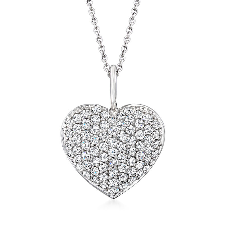 Roberto Coin .70 ct. t.w. Diamond Heart Pendant Necklace in 18kt White Gold. 16&quot; image number 1