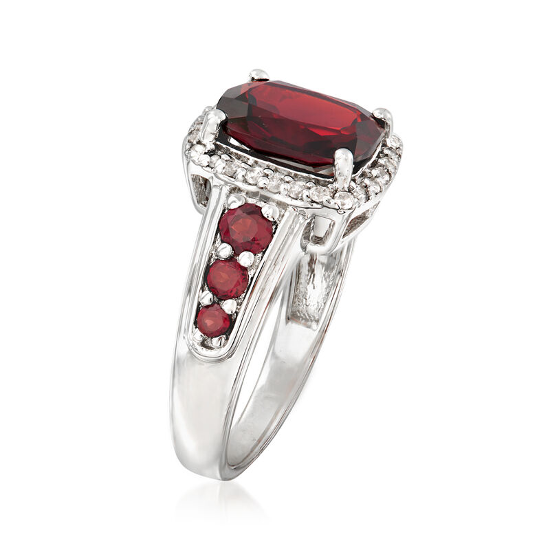 3.70 ct. t.w. Garnet and .30 ct. t.w. White Zircon Ring in Sterling Silver image number 2