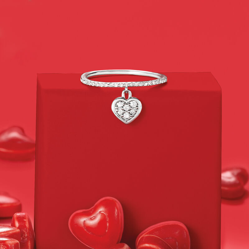 .20 ct. t.w. Diamond Heart Charm Ring in 14kt White Gold image number 3