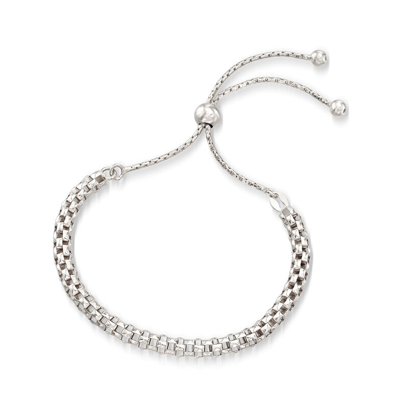 Italian Sterling Silver Mesh Bolo Bracelet image number 1