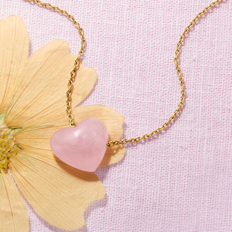 Puffy Birthstone Heart Necklace in 18kt Gold Over Sterling image number 2