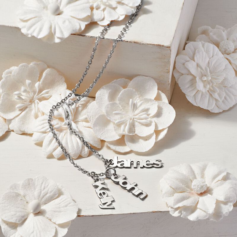 Sterling Silver Personalized Name Charm Necklace image number 5