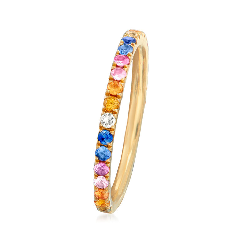 .60 ct. t.w. Multicolored Sapphire Ring in 14kt Yellow Gold image number 2