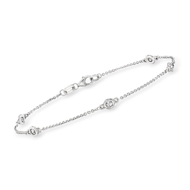 C. 1990 Vintage .31 ct. t.w. Diamond Station Bracelet in 14kt White Gold. 7.5" image number 0