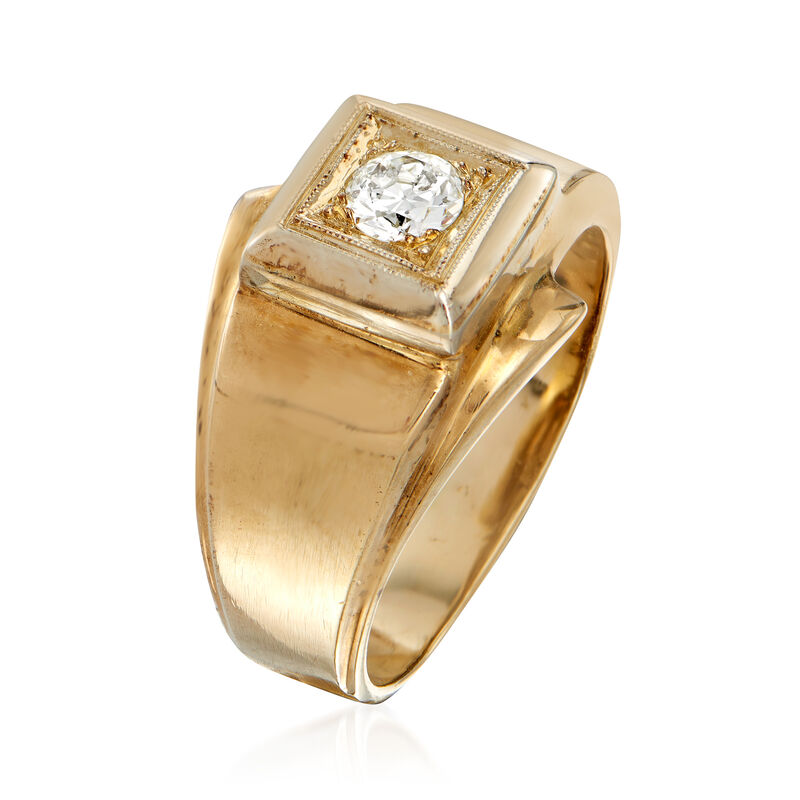 C. 1960 Vintage Men's .30 Carat Diamond Ring in 14kt Yellow Gold image number 1