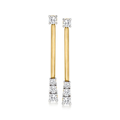 1.00 ct. t.w. Diamond Linear Bar Drop Earrings in 14kt Yellow Gold