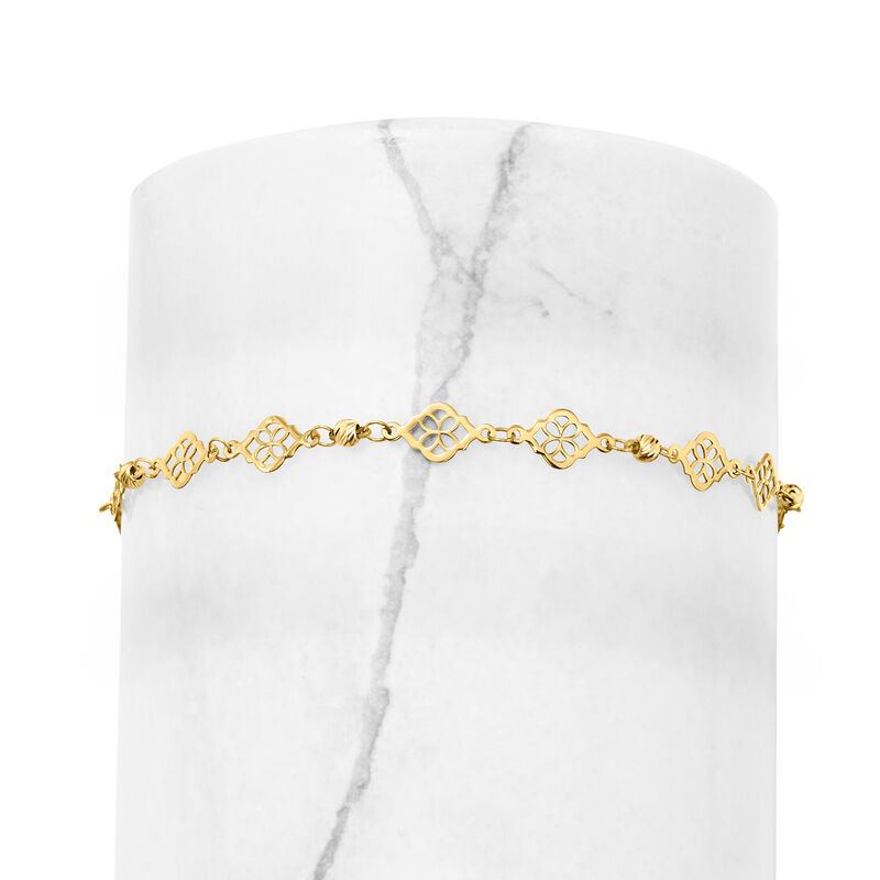 Italian 10kt Yellow Gold Ricami Floral Station Bracelet. 8&quot; image number 2