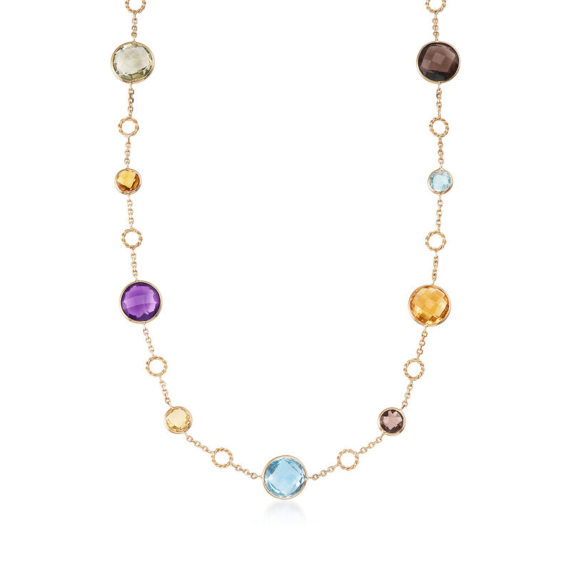 20.00 ct. t.w. Multi-Stone Station Necklace in 14kt Yellow Gold image number 0