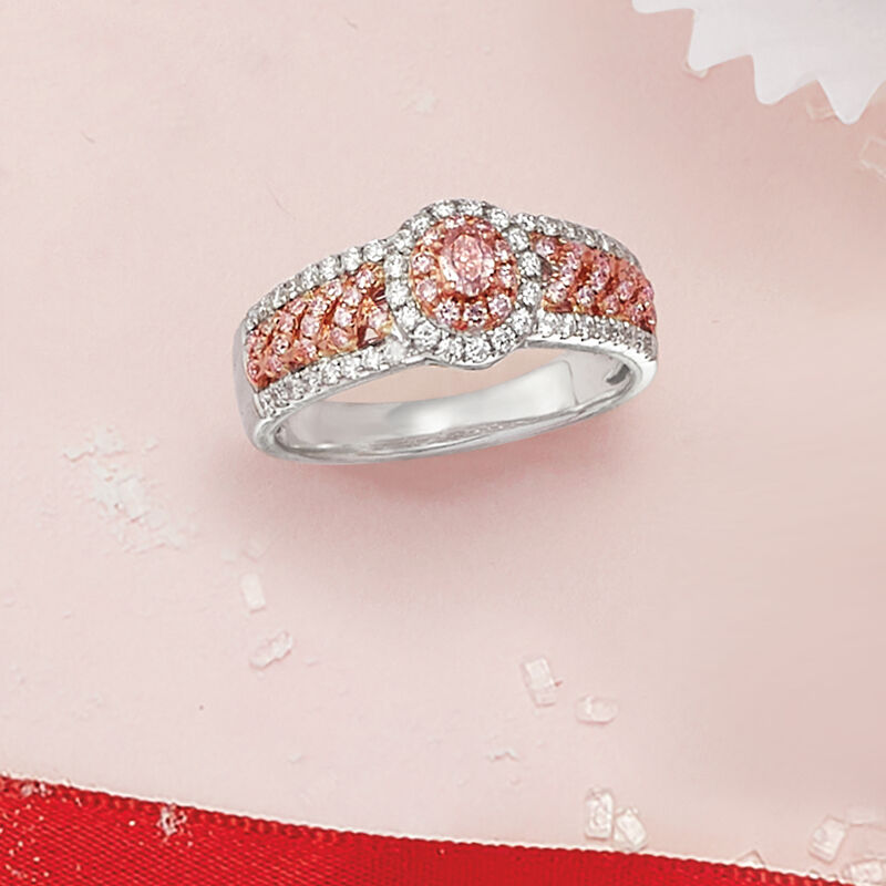 .71 ct. t.w. Pink and White Diamond Ring in 18kt Two-Tone Gold image number 4