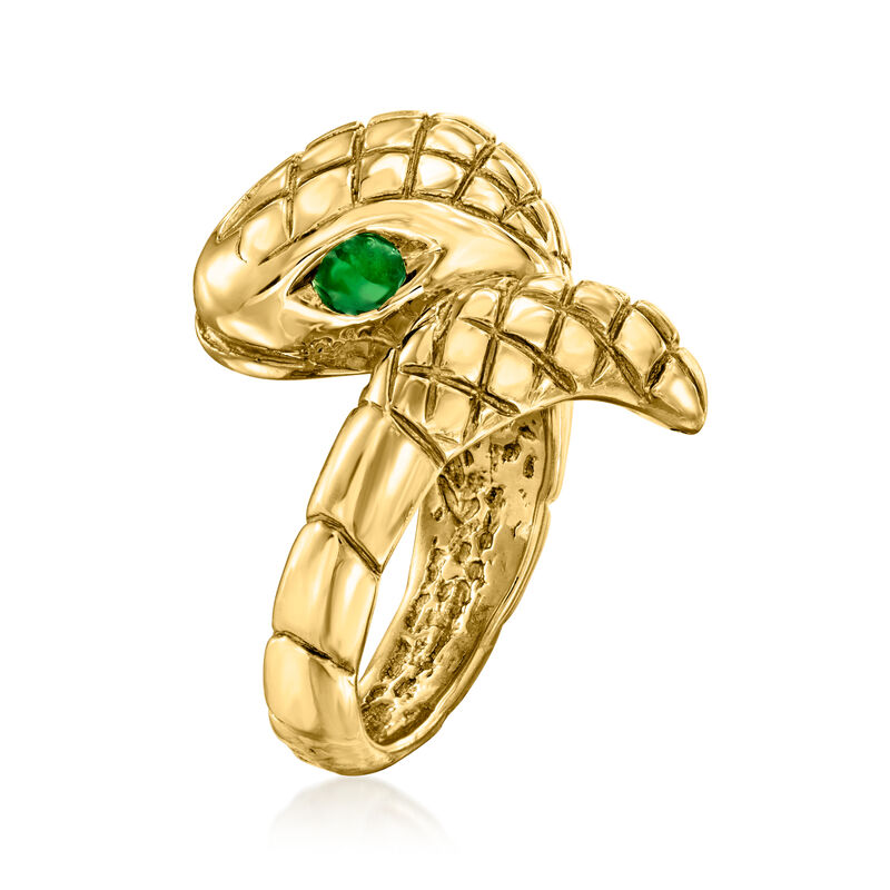 Italian Snake Ring with Green Enamel in 18kt Gold Over Sterling image number 2