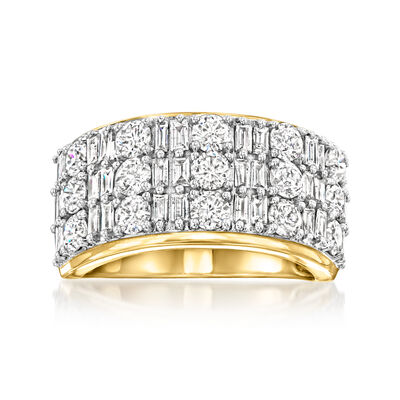 2.00 ct. t.w. Round and Baguette Diamond Ring in 14kt Yellow Gold