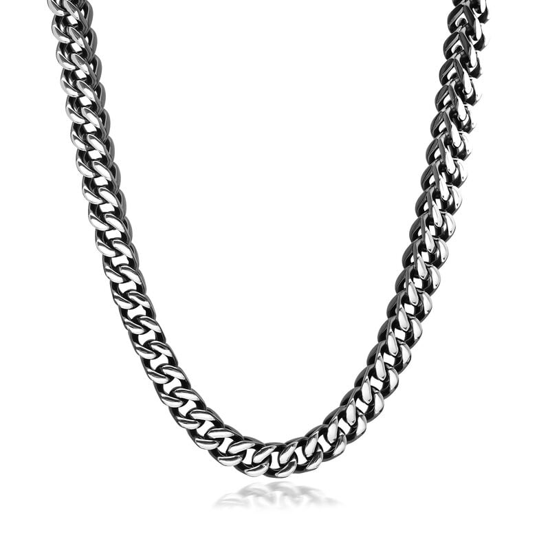 Men's Black Stainless Steel Jewelry Set: Foxtail-Link Necklace and Bracelet image number 0