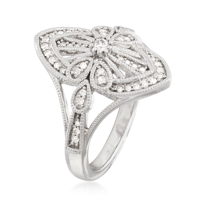 .26 ct. t.w. Diamond Vintage-Inspired Ring in Sterling Silver image number 2