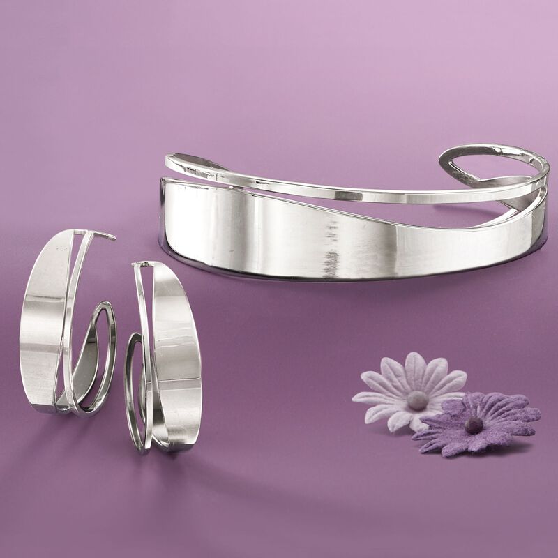 Italian Sterling Silver Cutout Cuff Bracelet image number 2