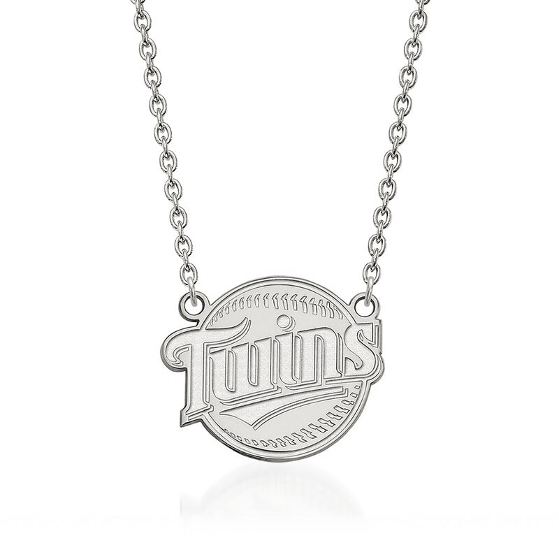 14kt White Gold MLB Minnesota Twins Pendant Necklace. 18" image number 0