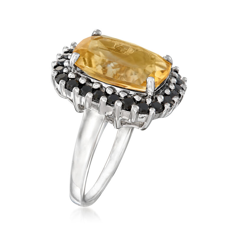 6.50 Carat Citrine and Black Spinel Ring in Sterling Silver image number 2
