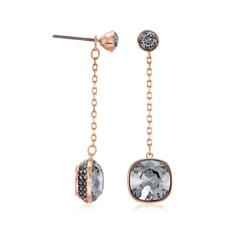 Swarovski Crystal &quot;Latitude&quot; Black Crystal Drop Earrings in Gold Plate image number 2
