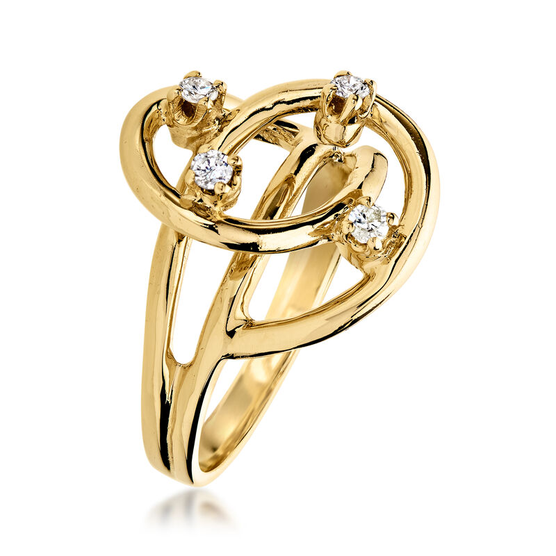 C. 1980 Vintage 14kt Yellow Gold Interlocking Circles Ring with Diamonds. Size 6.75 image number 2