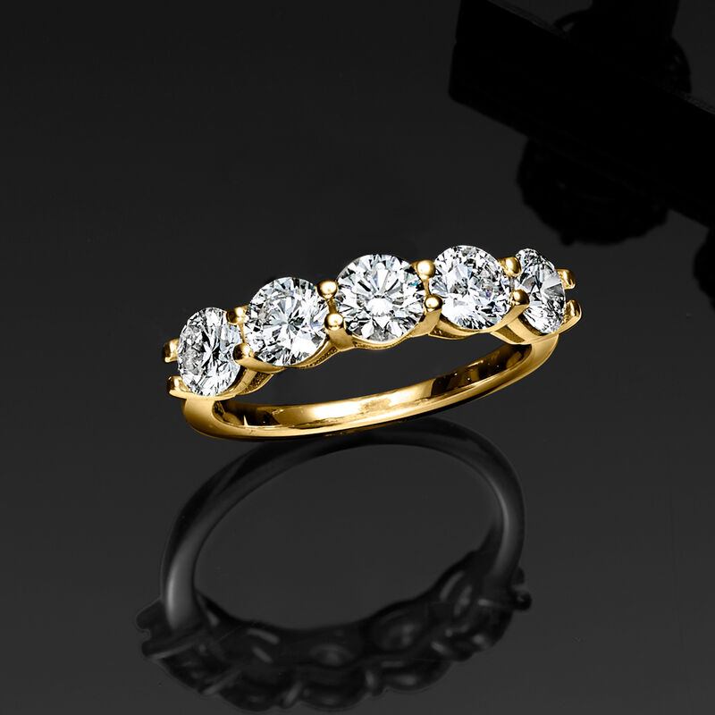 2.00 ct. t.w. Lab-Grown Diamond Five-Stone Ring in 14kt Yellow Gold image number 3