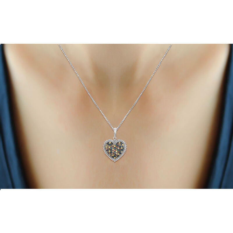 1.00 ct. t.w. Multicolored Diamond Heart Pendant Necklace in Sterling Silver image number 3