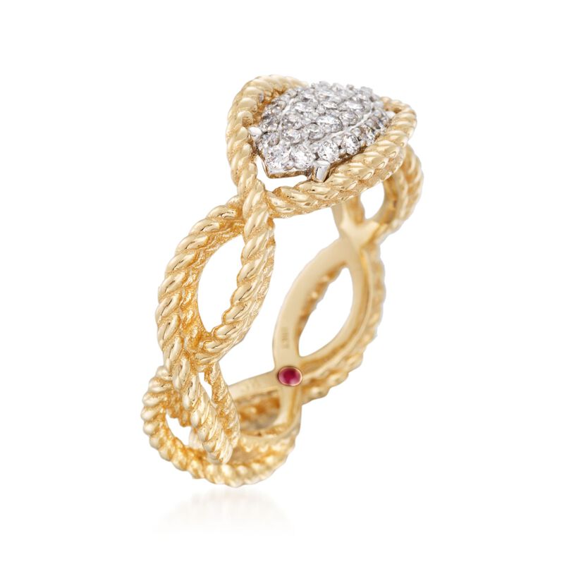 Roberto Coin &quot;Barocco&quot; .24 ct. t.w. Diamond Braided Ring in 18kt Yellow Gold image number 2