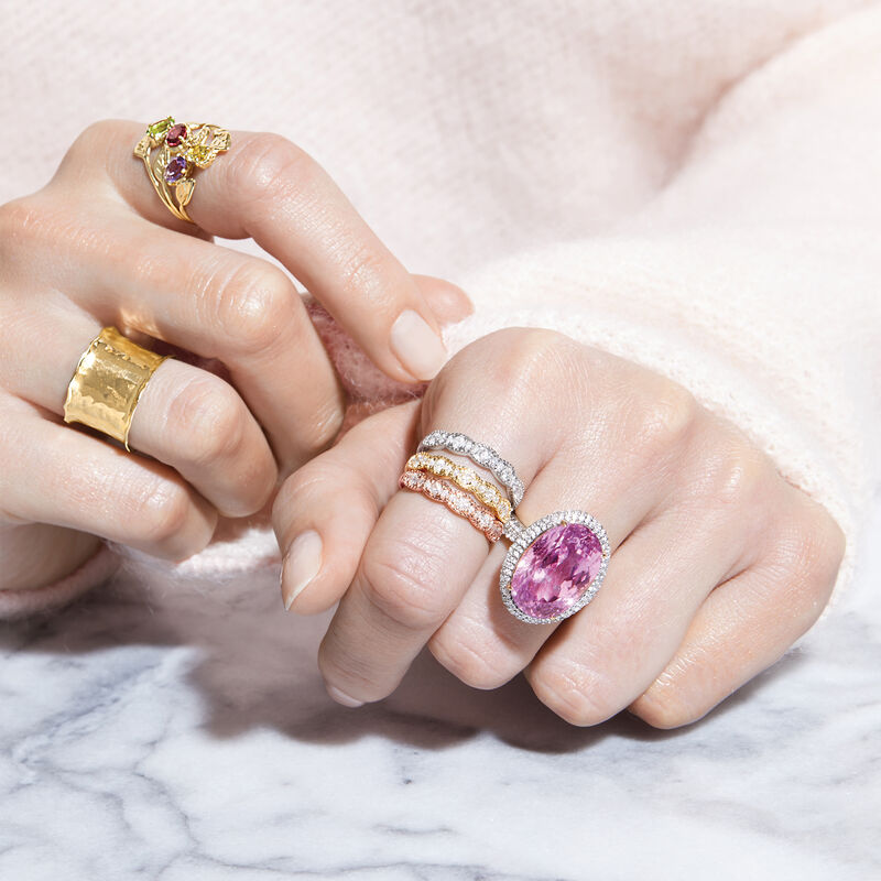Set of Three 1.00 ct. t.w. Diamond Rings in Tri-Colored Gold image number 4