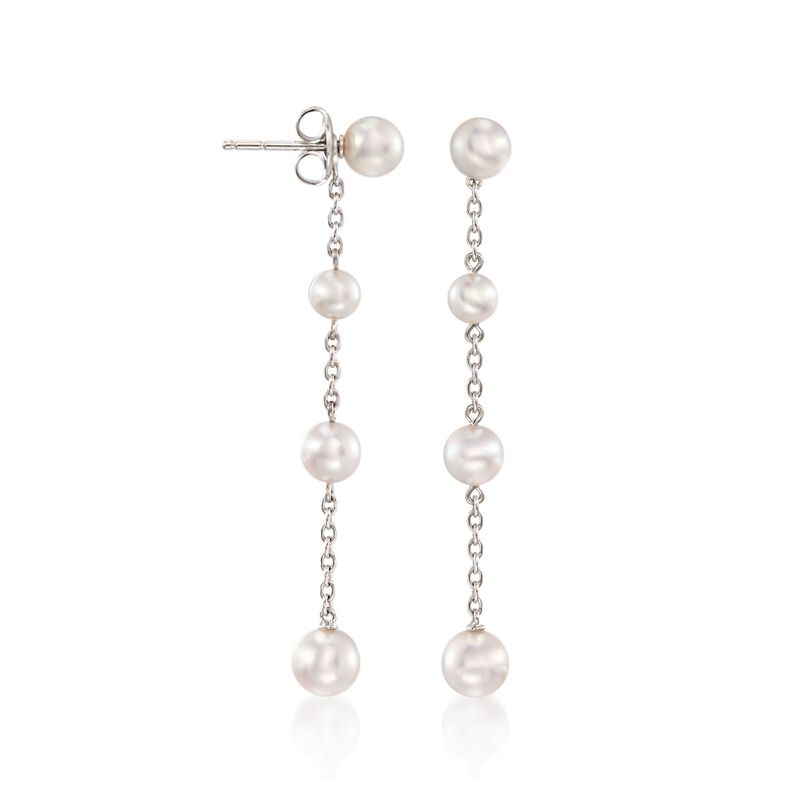 Mikimoto 4.5-6mm A+ Akoya Pearl Station Drop Earrings in 18kt White Gold image number 2