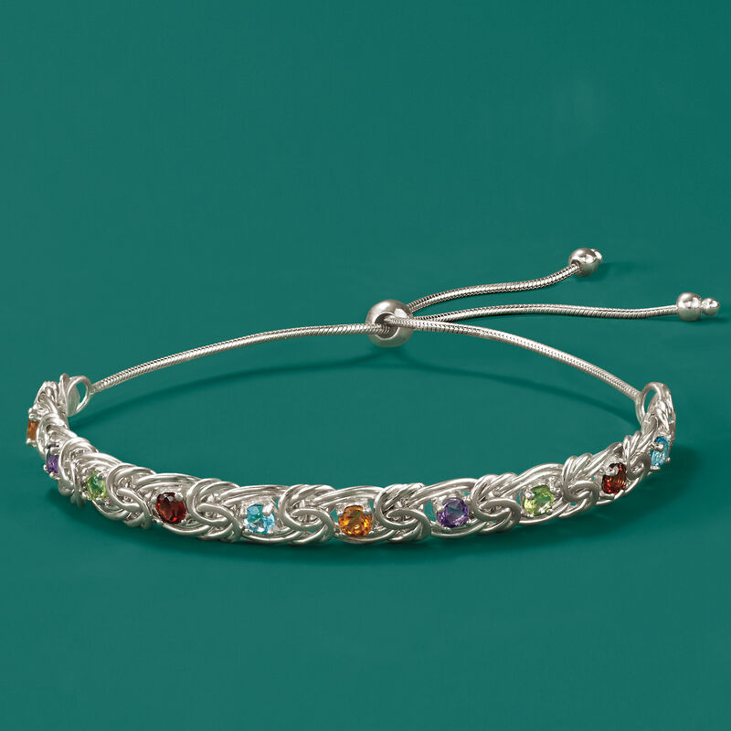 1.20 ct. t.w. Multi-Stone Byzantine Bolo Bracelet in Sterling Silver image number 3